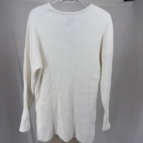 Abercrombie & Fitch Soft A&F Sweater Off White Ribbed V-Neck Size Small 21" U2U - Picture 5 of 6